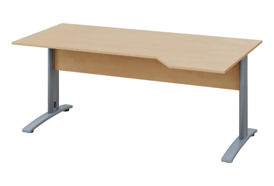 EZK 18 - 184 stůl kancelářský, rohový, pravý, kovová podnož stříbrná, deska 18 mm, široký 1800 mm, bříza irská